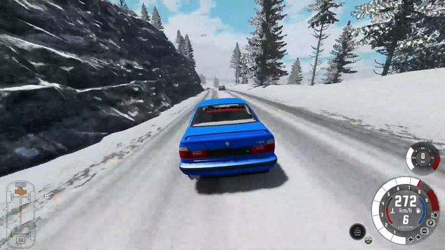 Опасные ШАШКИ по зимней дороге на старой БМВ! РП - Ситуация в BeamNG.Drive!