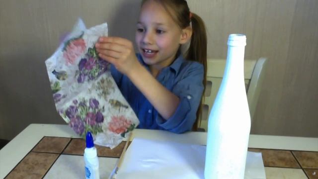 Декупаж бутылки + английский для детей / Иришка