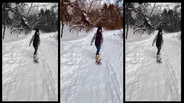 Моя девушка учится ездить на сноуборде. Первые шаги. Сноубординг