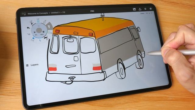 Drawing on Huawei MatePad Pro with Concepts app