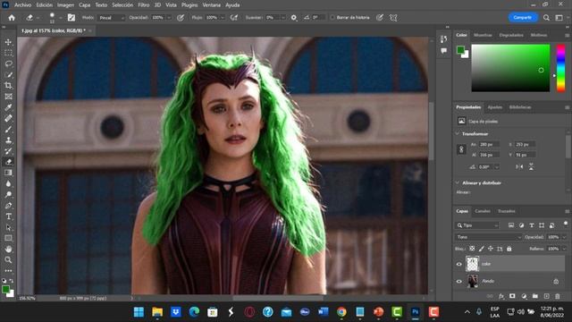 Como cambiar  color cabello a una imagen con Adobe Photoshop 2022