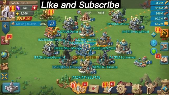 2 Emperors invade MZR in kd.1228 + WoW hop - Lords Mobile