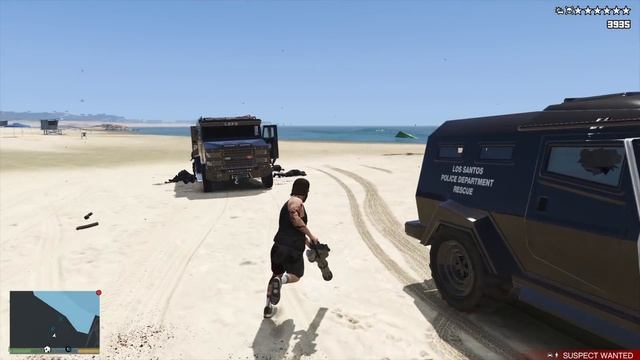 GTA 5 - Epic Beach Rampage (Minigun Rampage) + Six Star Escape