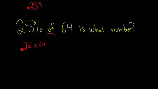 25% of 64 is What Number?