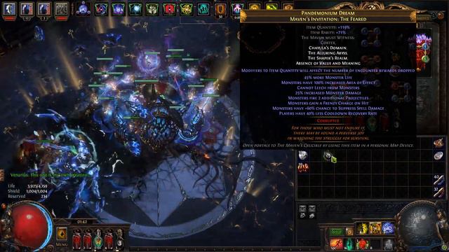 Path of exile: 3.21 Crucible, chains of command necromancer, Uber Cortex + 119% Quantity Feared