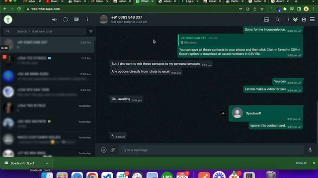 How to download contacts from WhatsApp chat and convert Vcard to CSV