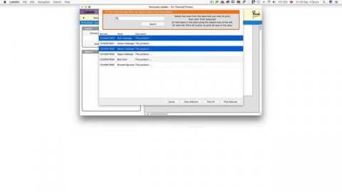 Printing labels using the built-in database on Mac OSX and Windows PC with Labeller