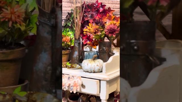 Dollhouse 1:12 scale miniature fall potting bench