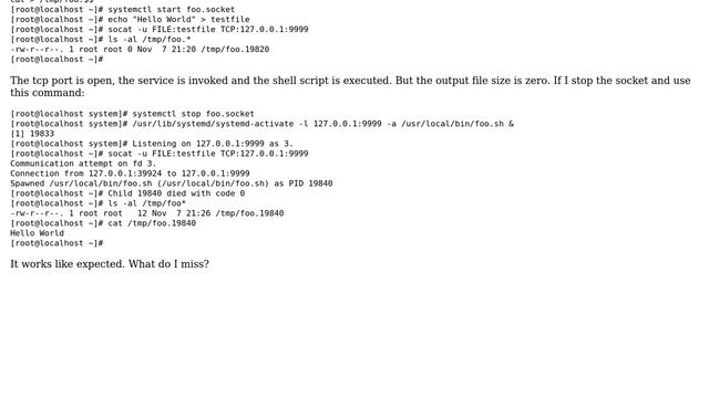 Systemd socket activation stdin