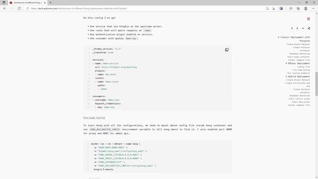 Demonstrate different Kong deployment methods on Docker