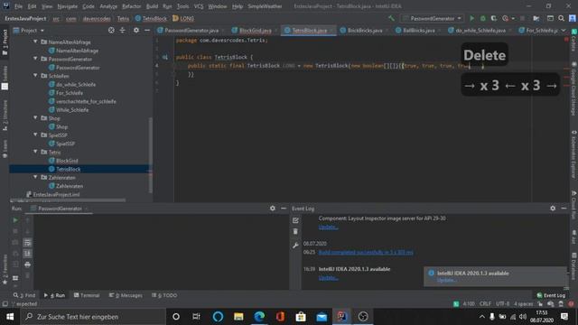 Die Blöcke definieren | for-Schleife, if/else-Anweisung | Java Tetris #2