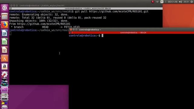 Exemplo pratico usando ros e gazebo  - Parte 6: executando um SUBSCRIBER  a partir do Github
