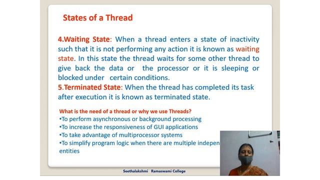 Multithreading in JAVA Dr  R  Jamuna   Dept. of Computer Sceince