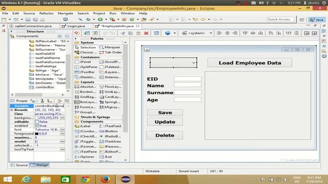 Java swing tutorial using Eclipse - How to link jcombobox with Sqlite database in Java
