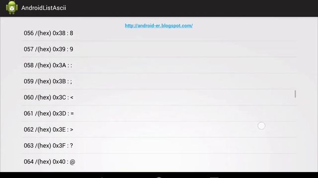 Display ASCII character on ListView