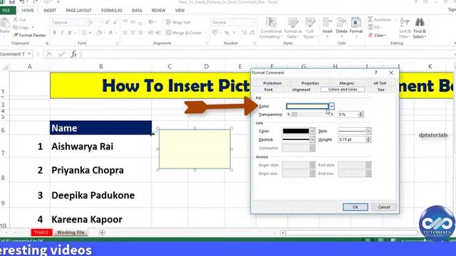 Excel Tricks: How To Insert Pictures In Excel Comment Box || Excel Tips || dptutorials