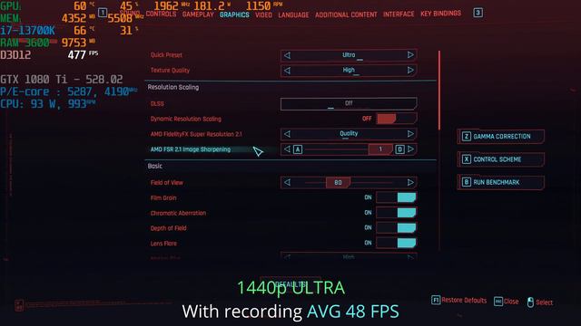 Cyberpunk 2077 i7-13700K GTX 1080 Ti 1080p & 1440p Test + Gameplay