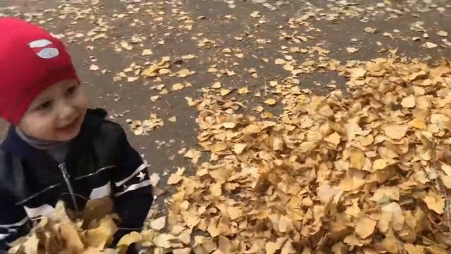 Дом бабы яги Избушка на курьих ножках И играем в куче листьев с Киндерино
