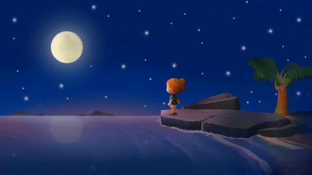 Ночь Луна и Девочка | Энимал Кроссинг | Star Night | Animal Crossing: New Horizons - Живые Обои