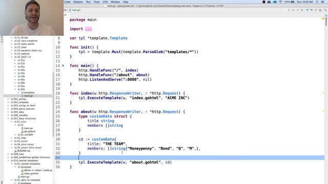 Golang Web Server Tutorial - Step #5 - Passing Composite Data to Templates