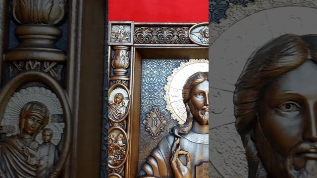 Икона Господа Вседержителя. С иконами на киоте. Бук. 415х480х60 мм. #вседержитель