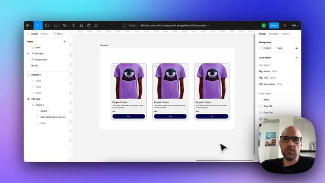 Figma tutorial: Add a section from the contextual menu