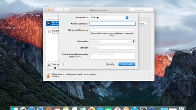 COMO CREAR UNA CUENTA DE USUARIO EN UNA MacBook Pro