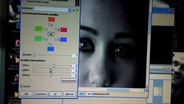 Schwarz weiß aber bunte augen mit gimp 2.6