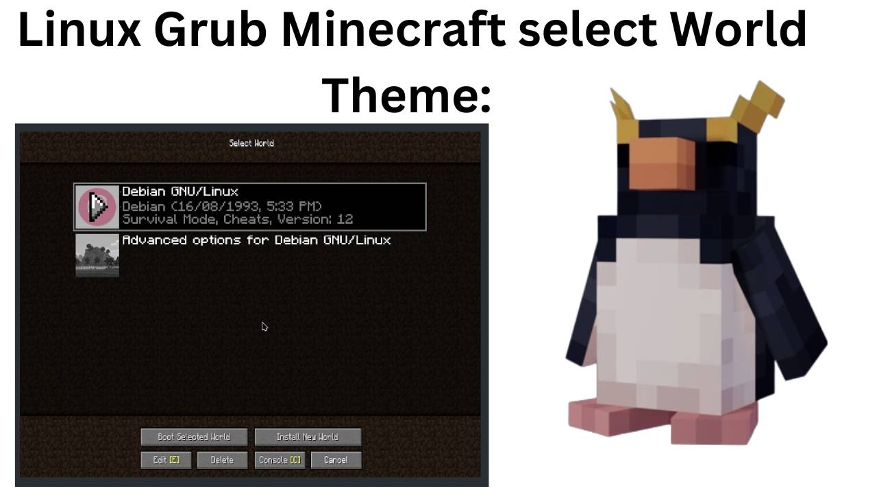 Linux Grub Minecraft выберите World Theme, только субтитры для России