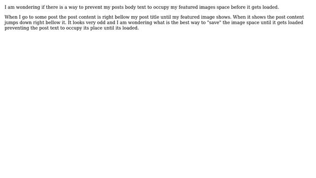 Wordpress: Post body text occupying featured image space before it loads