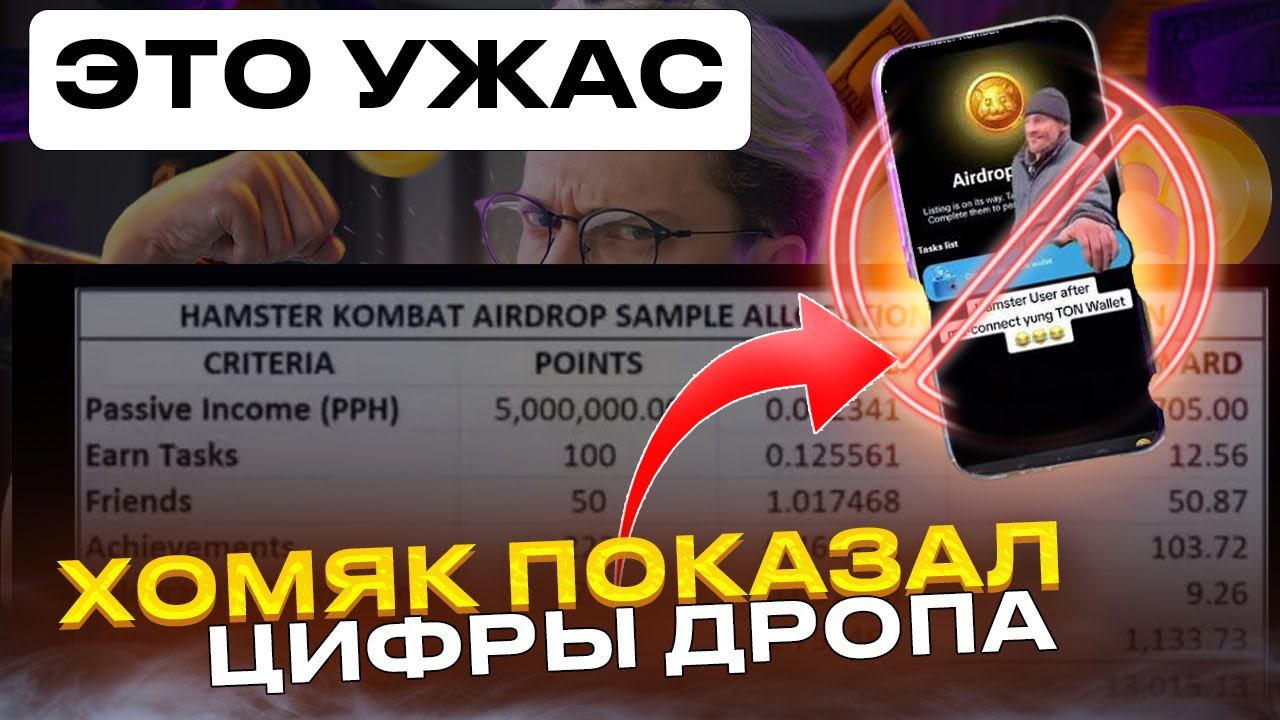 ⚠️ HAMSTER KOMBAT - ЭТО ТРЕШ! ❌ СЛИЛИ ТАБЛИЦУ РАСЧЕТА АИДРОПА $HMSTR