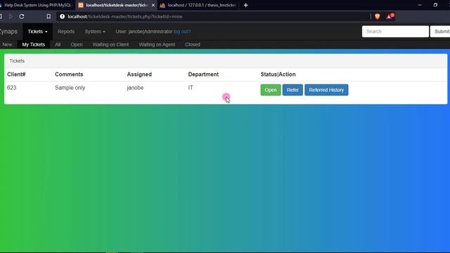 Help Desk System using PHPMySQLi Demo
