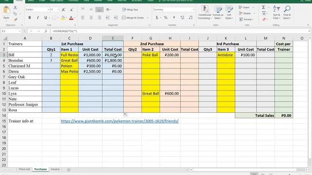 16 Excel tricks - retail invoicing example - Totals need the IfError function to work cleanly
