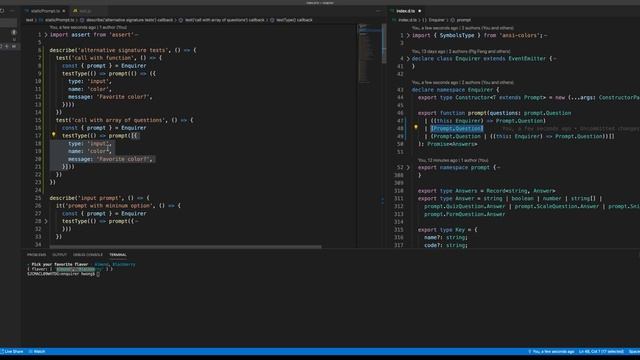 [typescript] add types to enquirer, streaming part 22