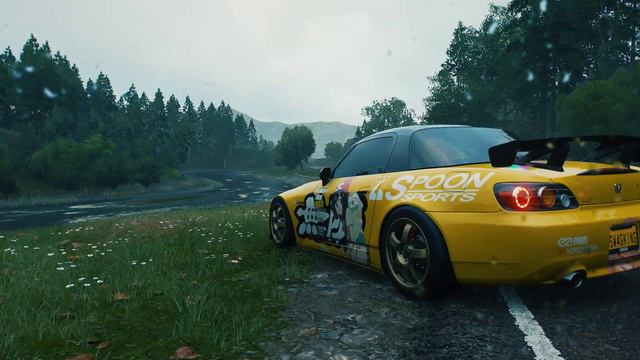 Yellow Honda In The Rain - Forza Horizon 4