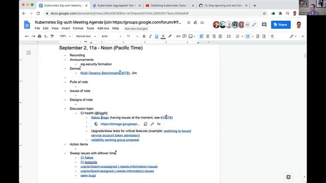 Kubernetes SIG Auth 2020-09-02