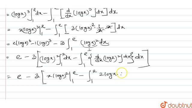 Evaluate:  `int_(1)^(e)(log_(e)x)^(3)dx`