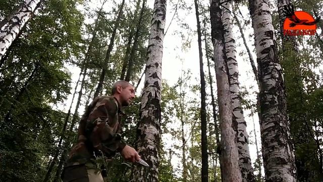 Природа. Нож. Макивара. Прямой удар с одновременным режущим.