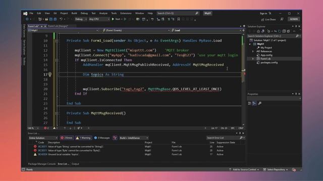 Tutorial: Visual Basic .Net MQTT Client WinForm