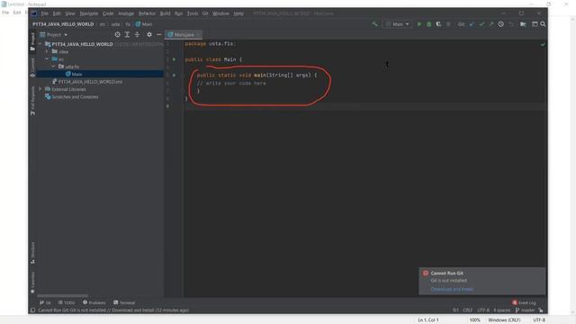 Class 18: Install "INTELLIJ IDEA Community Edition" and create the first program in JAVA