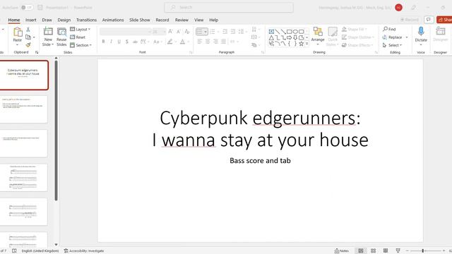 Cyberpunk Edgerunners: I really wanna stay at your house | Bass Tab