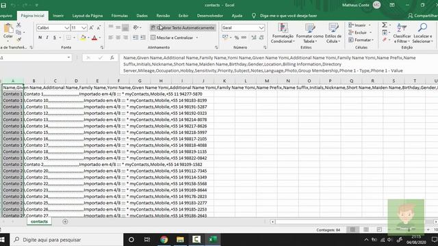 Organizar Planilha Exportada Do Google Contacts