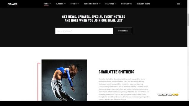 Pointe - Dance Studio WordPress language lessons Website Builder
