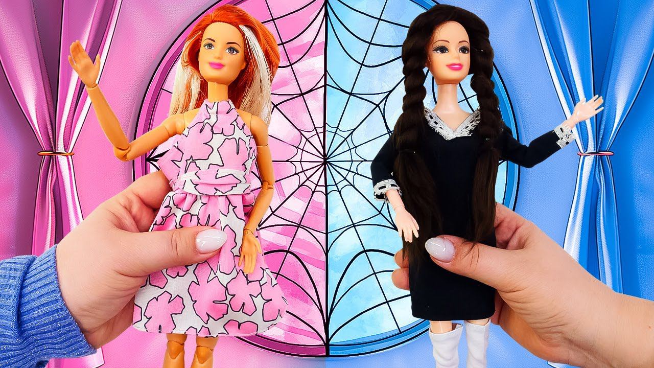 Игры в куклы и одевалки - Кукла Барби наряжается для фотосессии! Подойдет ли образ Уэнсдей Барби?!
