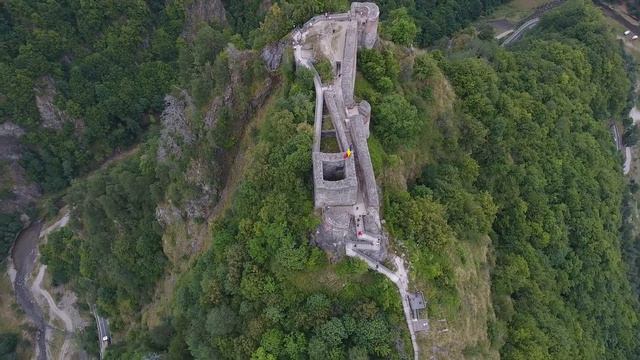 Dracula Castle Poenari (4K aerial view)