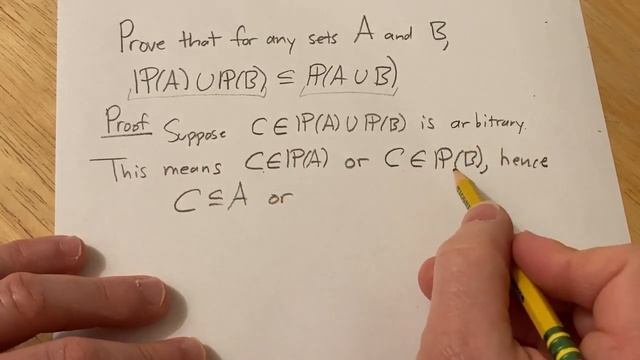 Prove that the union of the power sets is a subset of the power set of the union