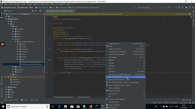 Installing Thingsboard from Source on Windows 10 Idea IntelliJ IDE