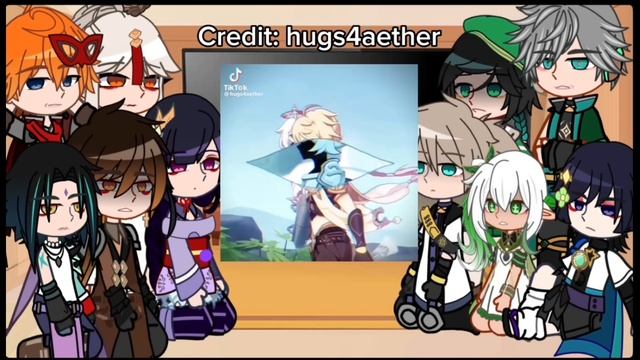 Genshin Impact characters react to the travellermale MCangstdont repost