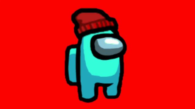 Among us - cyan character with red hat (png)