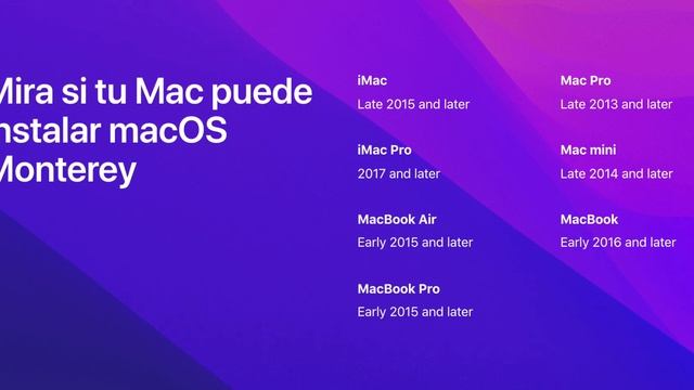 macOS Monterey, estos son los Mac compatibles ?